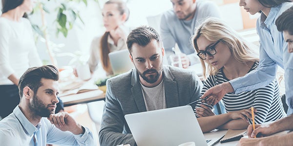 Employees in a class about cyber security